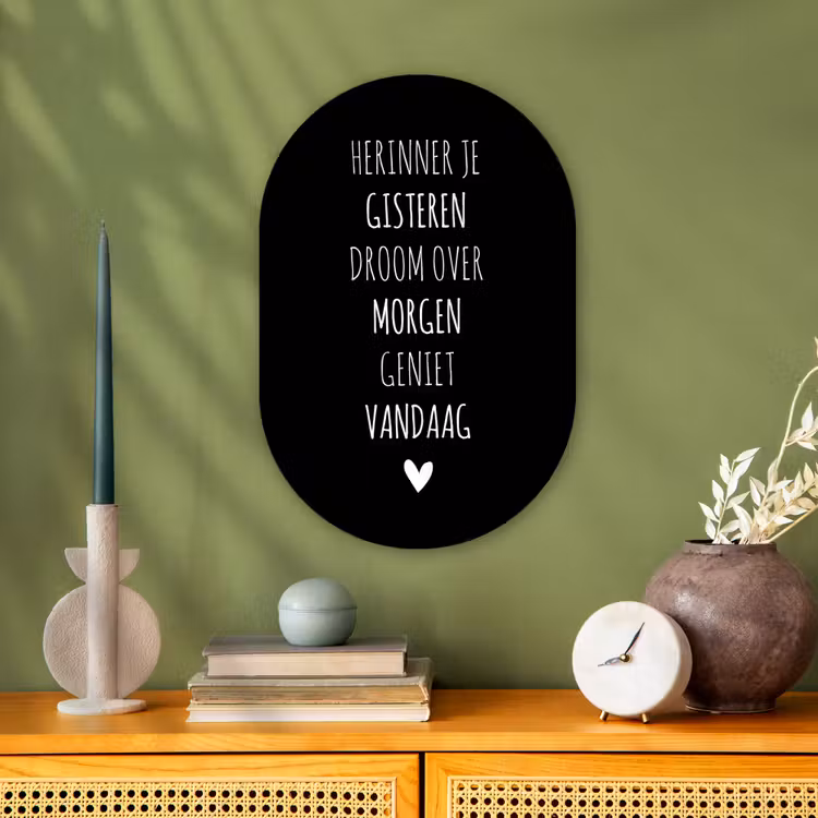 Herinner je gisteren droom over morgen geniet vandaag - Spreuken - Quotes Wandcirkel Ovaal Forex klein -sfeer2