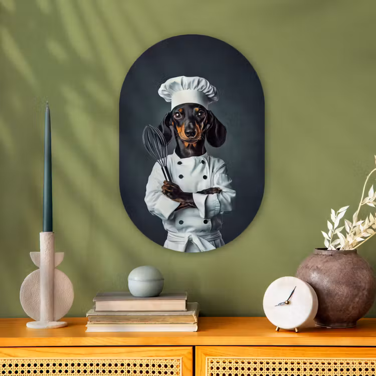 Hond - Garde - Kok Wandcirkel Ovaal Forex klein -sfeer2