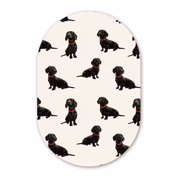 Hond - Patroon - Zwart Wandcirkel Ovaal Forex klein 630 -3d