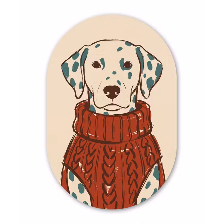 Hond - Trui - Winter - Dieren - Rood Wandcirkel Ovaal Forex klein -3d