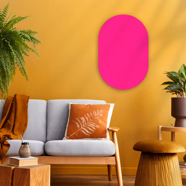 Hot - Fuchsia - Roze Wandcirkel Ovaal Forex klein 630 -sfeer4