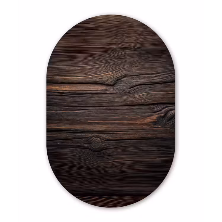 Hout - Grillige nerven Wandcirkel Ovaal Forex klein -3d