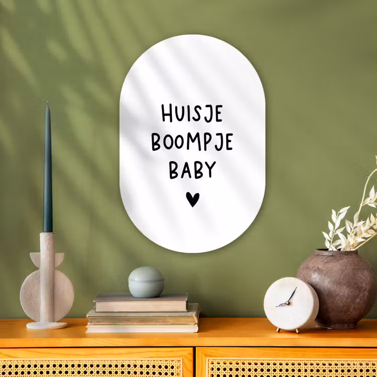 Huisje boompje baby - Spreuken - Quotes Wandcirkel Ovaal Forex klein -sfeer2