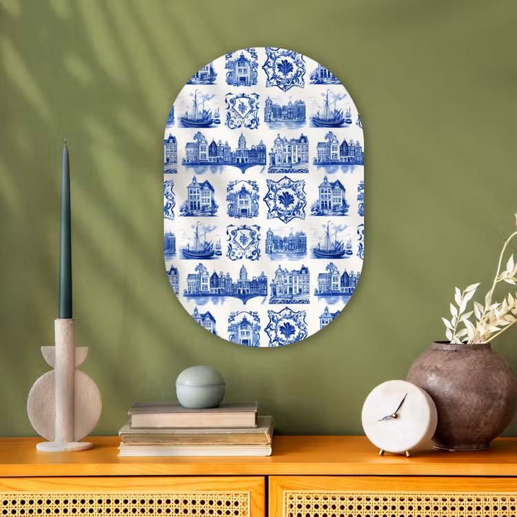 Huizen - Schepen - Blauw Wandcirkel Ovaal Forex klein 630 -sfeer2