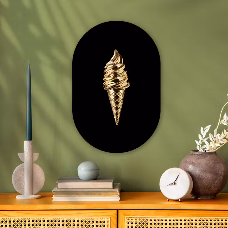 Ijs - Goud - Zwart - Eten Wandcirkel Ovaal Forex klein -sfeer2