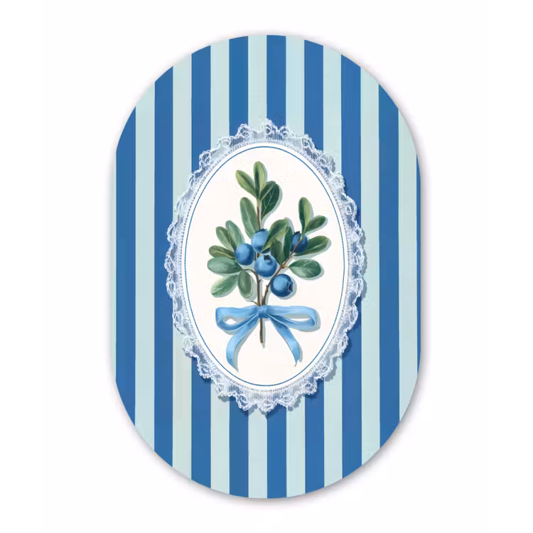 Illustratie - Bessen - Blauw - Strepen Wandcirkel Ovaal Forex klein -3d
