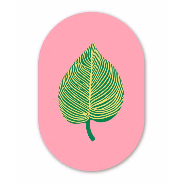 Illustratie - Blad - Minimalistisch - Groen Wandcirkel Ovaal Forex klein -3d