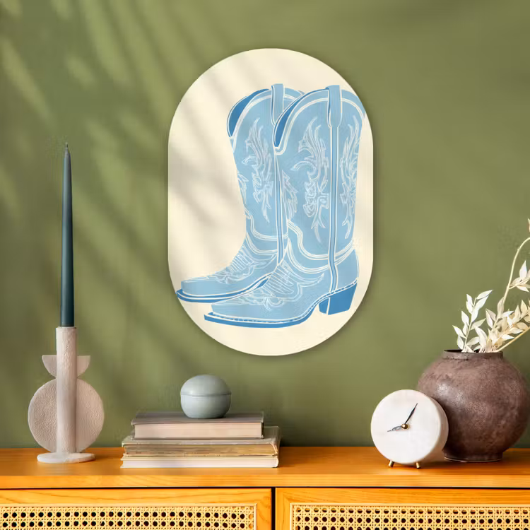 Illustratie - Cowboylaarzen - Patroon Wandcirkel Ovaal Forex klein -sfeer2