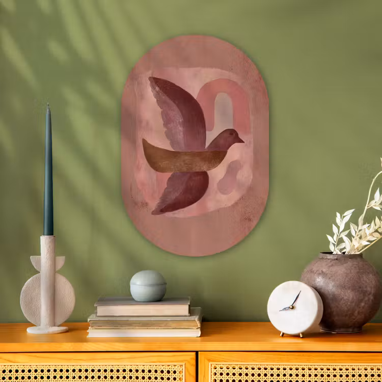 Illustratie - Vogels - Abstract - Roze Wandcirkel Ovaal Forex klein -sfeer2