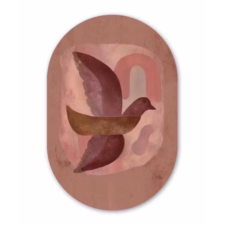 Illustratie - Vogels - Abstract - Roze Wandcirkel Ovaal Forex klein -3d