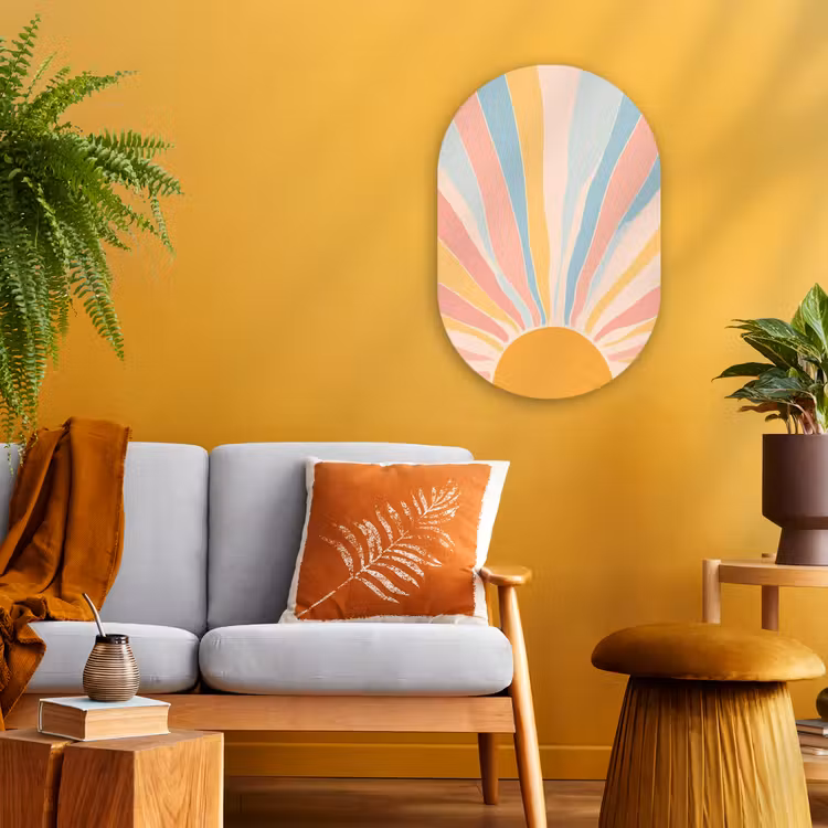 Illustratie - Zon - Pastelkleuren Wandcirkel Ovaal Forex klein -sfeer4