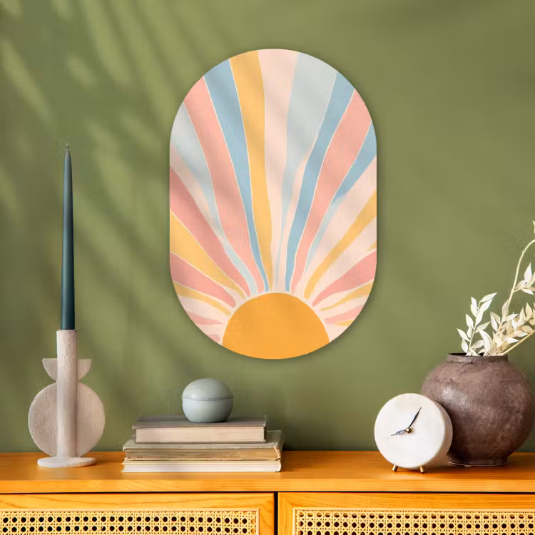 Illustratie - Zon - Pastelkleuren Wandcirkel Ovaal Forex klein -sfeer2