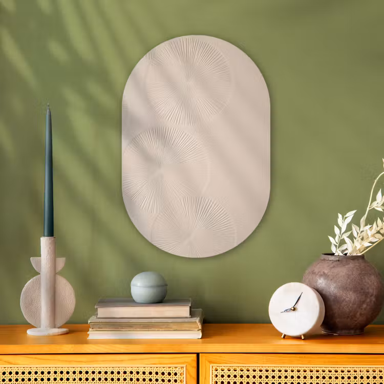 Japandi - Beige - Modern Wandcirkel Ovaal Forex klein -sfeer2