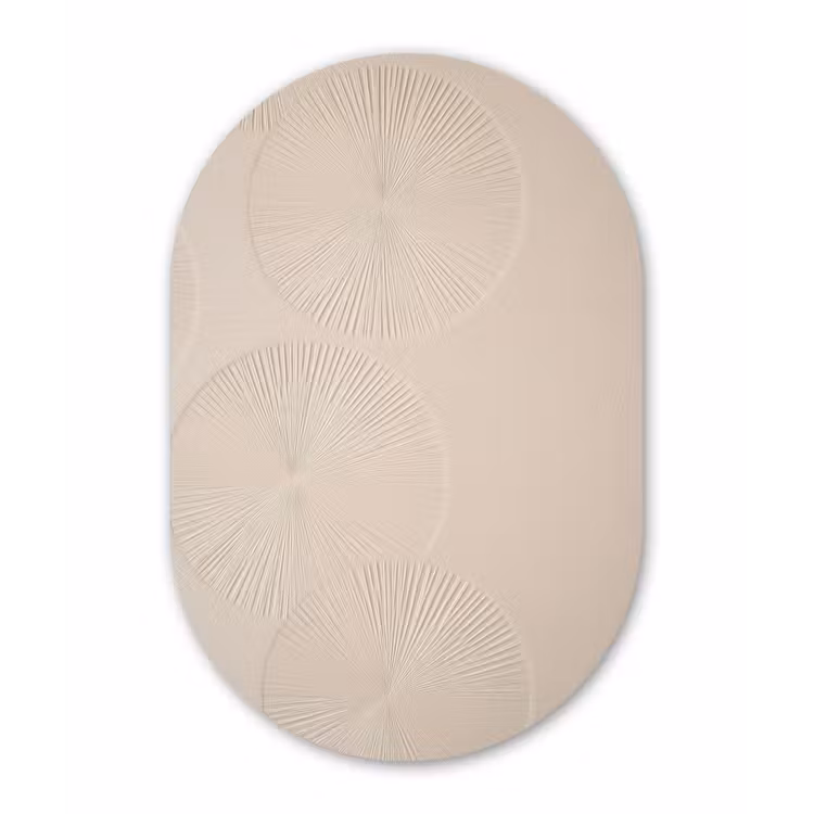Japandi - Beige - Modern Wandcirkel Ovaal Forex klein -3d