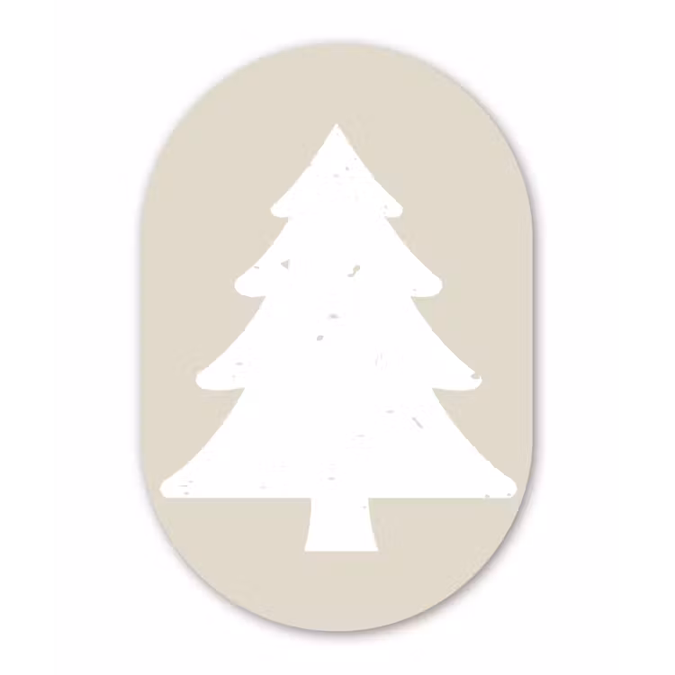 Japandi - Kerstboom - Beige - Kerstversiering Wandcirkel Ovaal Forex klein -3d