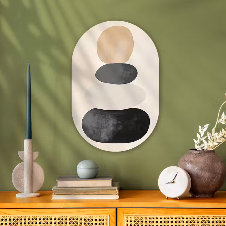 Japandi - Wabi sabi - Beige Wandcirkel Ovaal Forex klein -sfeer2