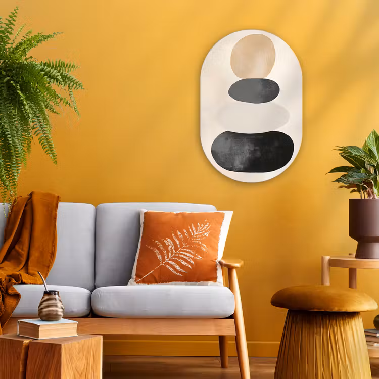 Japandi - Wabi sabi - Beige Wandcirkel Ovaal Forex klein -sfeer4