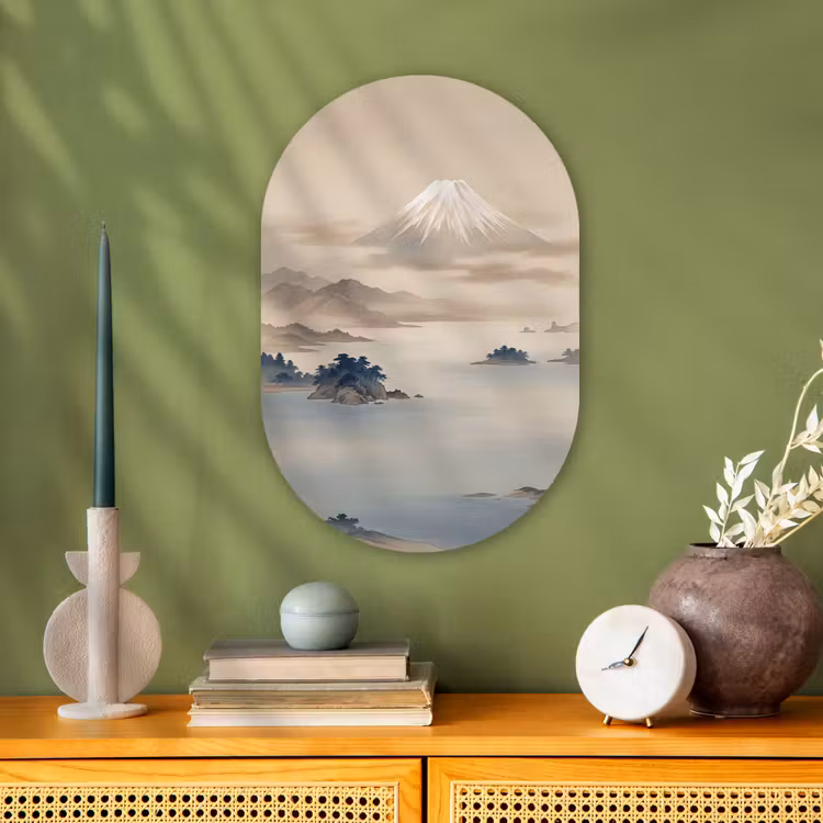 Japans - Landschap - Beige Wandcirkel Ovaal Forex klein -sfeer2