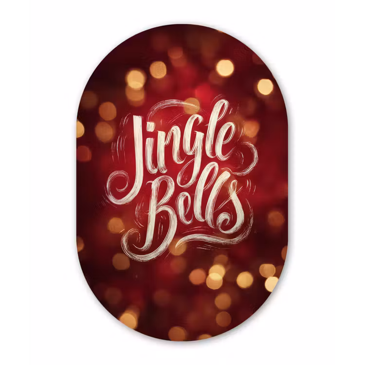 Jingle - Bells - Kerst - Rood Wandcirkel Ovaal Forex klein -3d