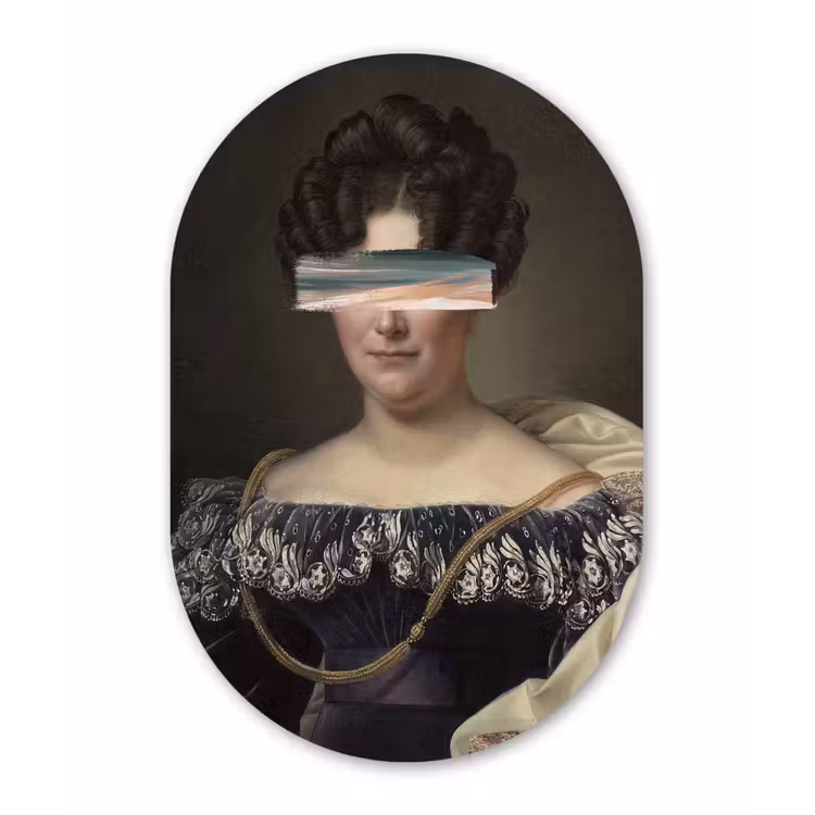 Johanna Henriette Engelen - Dubois Drahonet - Pastel Wandcirkel Ovaal Forex klein -3d