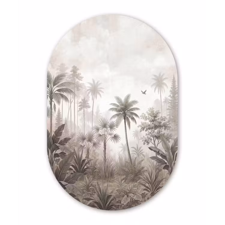 Jungle - Palmbomen - Natuur Wandcirkel Ovaal Forex klein -3d