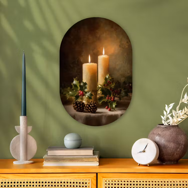 Kaarslicht - Kerst - Veelkleurig Wandcirkel Ovaal Forex klein -sfeer2