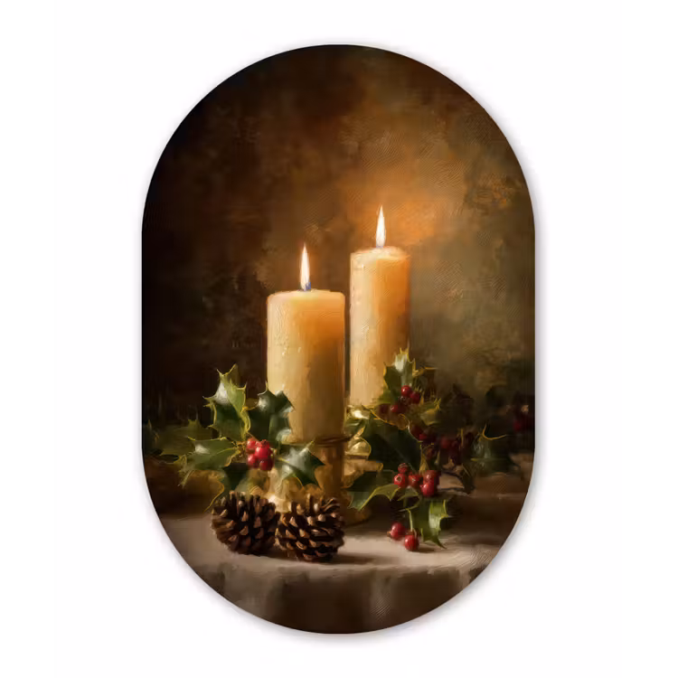Kaarslicht - Kerst - Veelkleurig Wandcirkel Ovaal Forex klein -3d