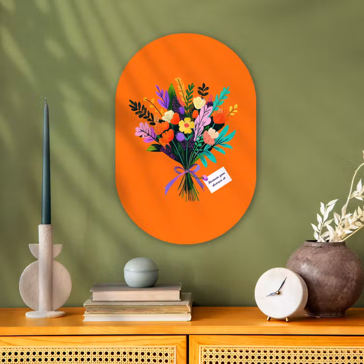 Kaartje - Boeket - Bloemen Wandcirkel Ovaal Forex klein -sfeer2