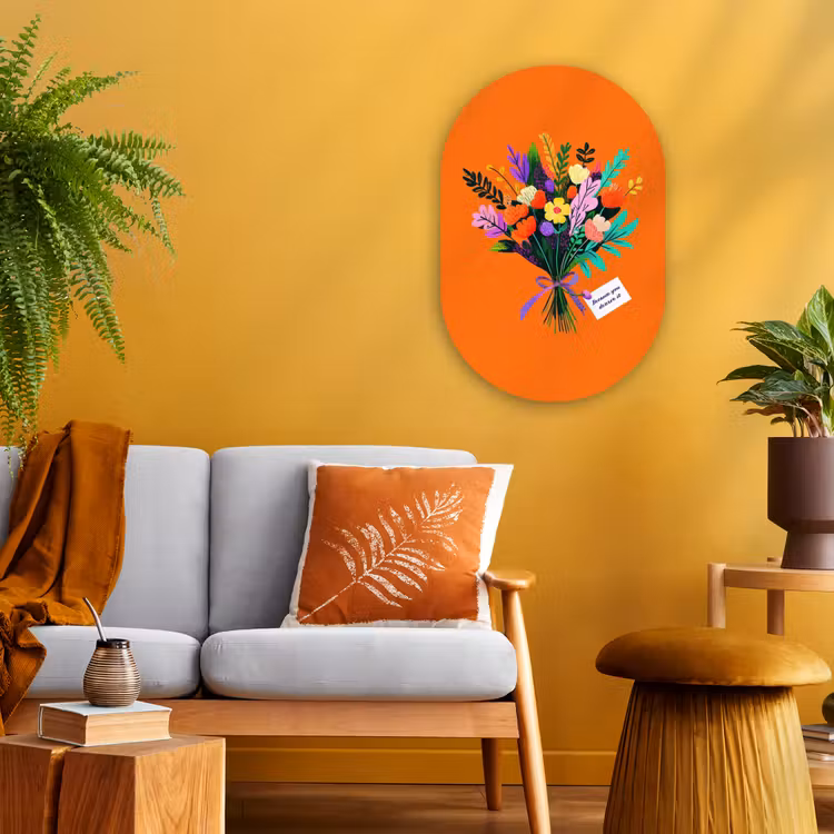 Kaartje - Boeket - Bloemen Wandcirkel Ovaal Forex klein -sfeer4