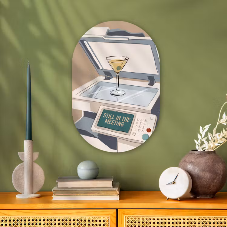 Kantoor - Drank - Humor - Illustratie Wandcirkel Ovaal Forex klein -sfeer2