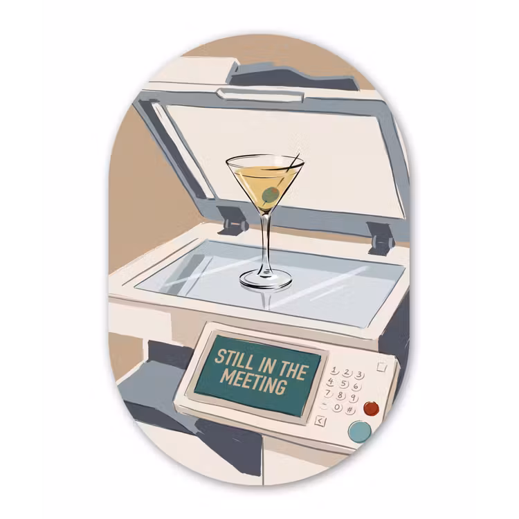 Kantoor - Drank - Humor - Illustratie Wandcirkel Ovaal Forex klein -3d