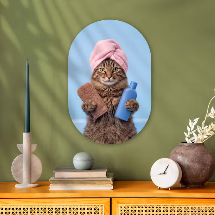 Kat - Handdoek - Washand - Zeep Wandcirkel Ovaal Forex klein -sfeer2