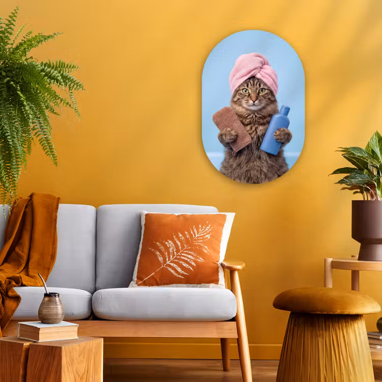 Kat - Handdoek - Washand - Zeep Wandcirkel Ovaal Forex klein -sfeer4