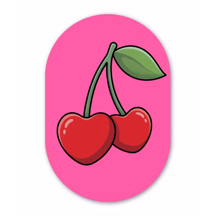 Kers - Roze - Fruit Wandcirkel Ovaal Forex klein -3d