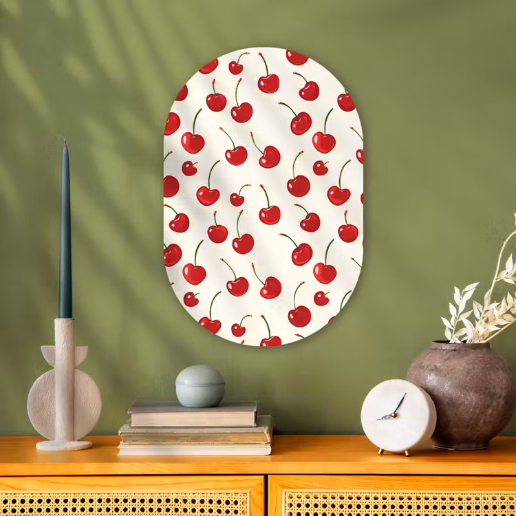 Kersen - Minimalistisch - Rood Wandcirkel Ovaal Forex klein 630 -sfeer2