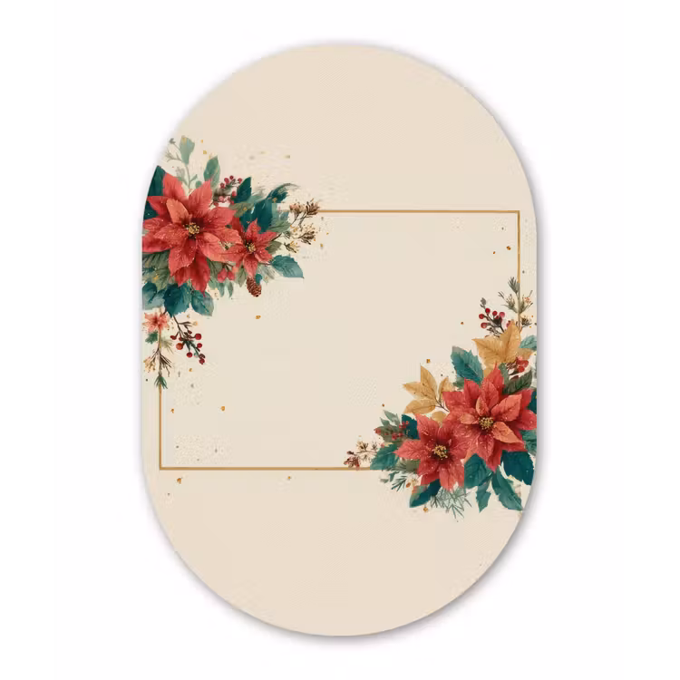 Kerst - Poinsettia - Omlijsting - Kleurrijk Wandcirkel Ovaal Forex klein -3d
