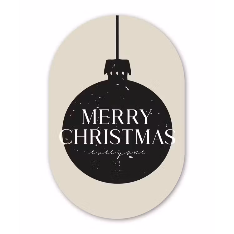 Kerstballen - Japandi - Christmas - Zwarte kerstballen Wandcirkel Ovaal Forex klein -3d