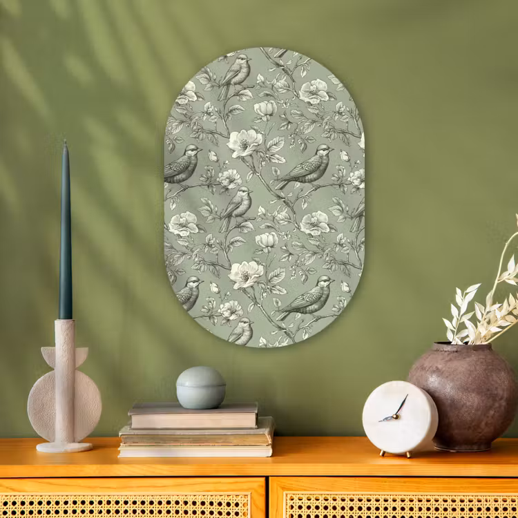Klassiek - Botanisch - Groen Wandcirkel Ovaal Forex klein 630 -sfeer2