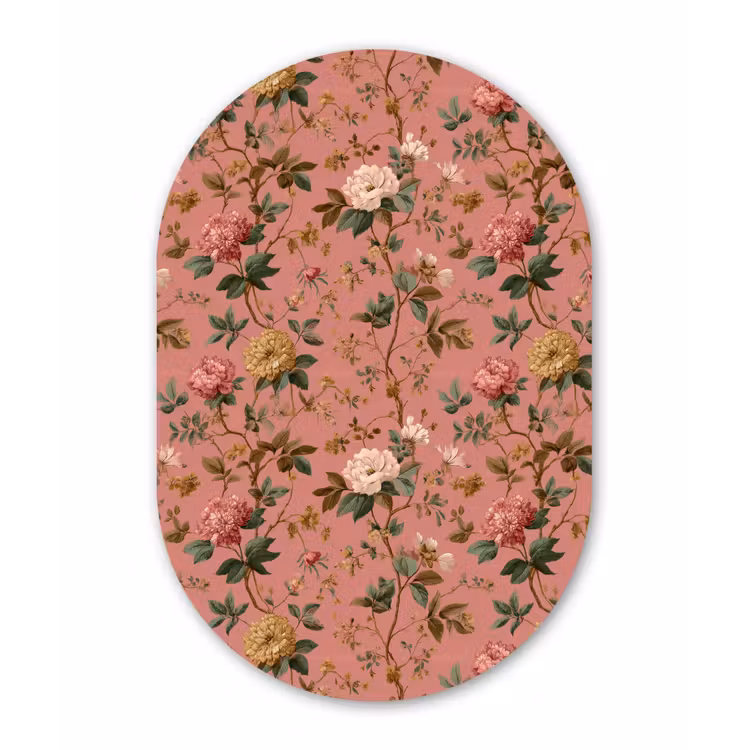 Klassiek - Botanisch - Roze Wandcirkel Ovaal Forex klein 630 -3d