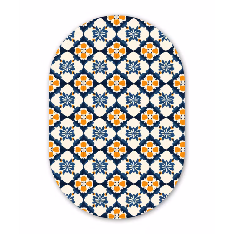 Klassiek - Geometrisch - Blauw Wandcirkel Ovaal Forex klein 630 -3d