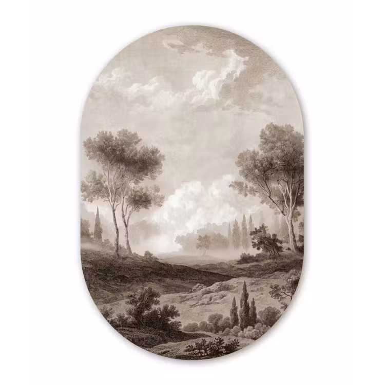 Klassiek - Landschap - Neutraal Wandcirkel Ovaal Forex klein -3d
