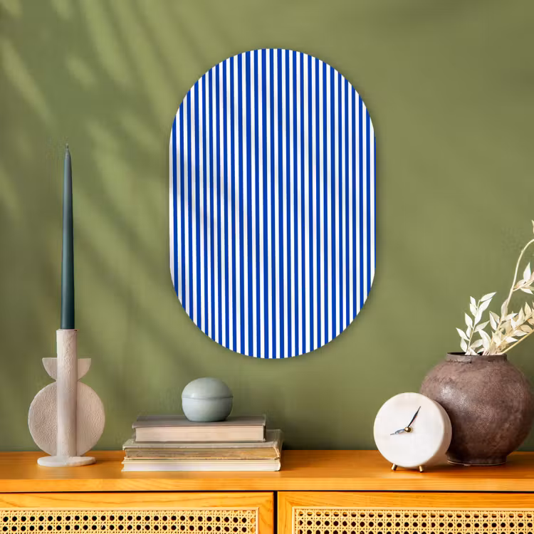 Klassiek - Strepen - Blauw Wandcirkel Ovaal Forex klein 630 -sfeer2