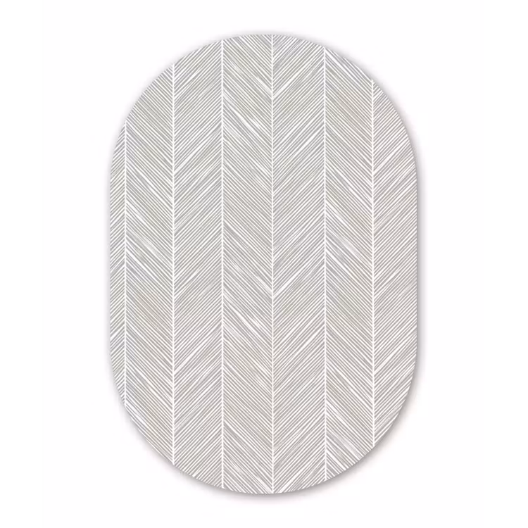 Klassiek - Visgraat - Grijs Wandcirkel Ovaal Forex klein 630 -3d