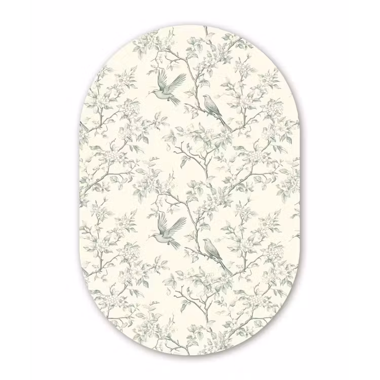 Klassiek - Vogels - Groen Wandcirkel Ovaal Forex klein 630 -3d