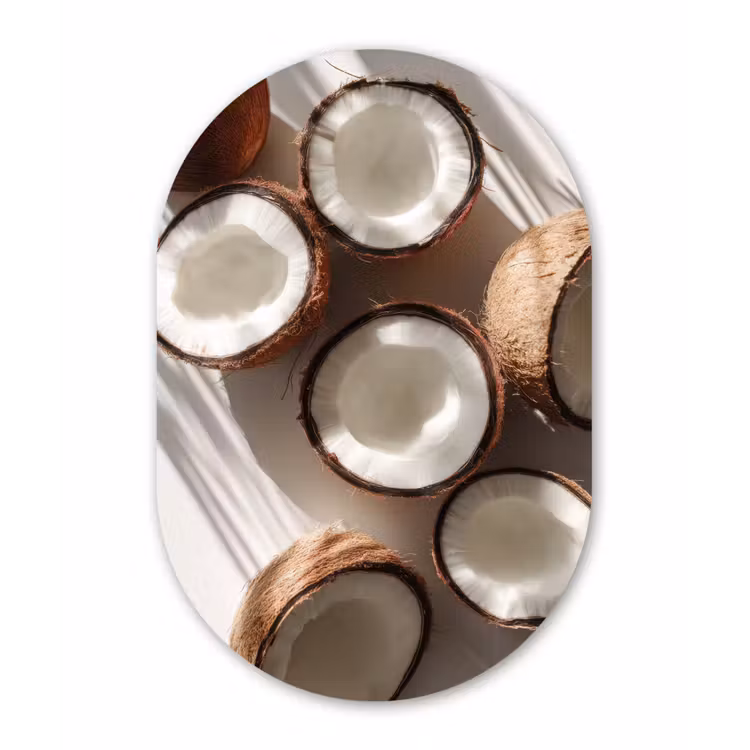 Kokosnoten - Bruin - Shaduw Wandcirkel Ovaal Forex klein -3d