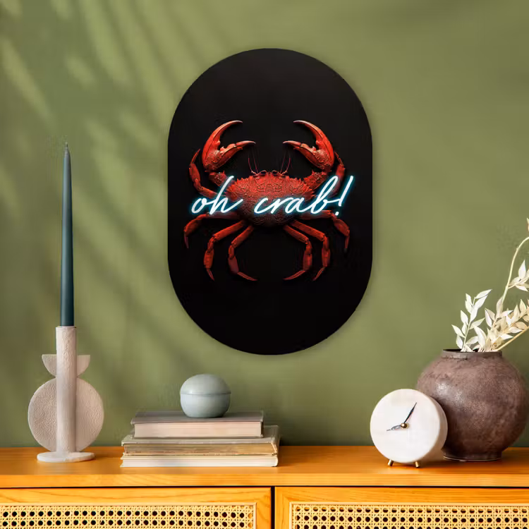 Krab - Rood - Neon - Quote Wandcirkel Ovaal Forex klein -sfeer2