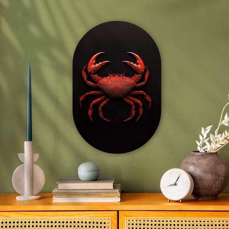 Krab - Rood - Vissen - Schaaldieren Wandcirkel Ovaal Forex klein -sfeer2