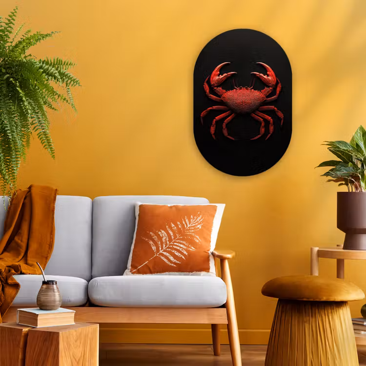 Krab - Rood - Vissen - Schaaldieren Wandcirkel Ovaal Forex klein -sfeer4