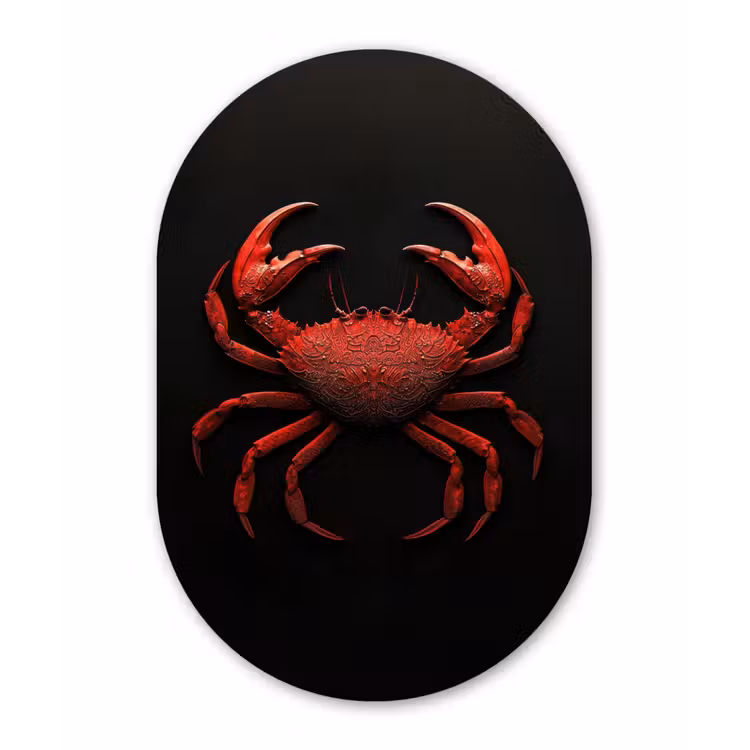 Krab - Rood - Vissen - Schaaldieren Wandcirkel Ovaal Forex klein -3d