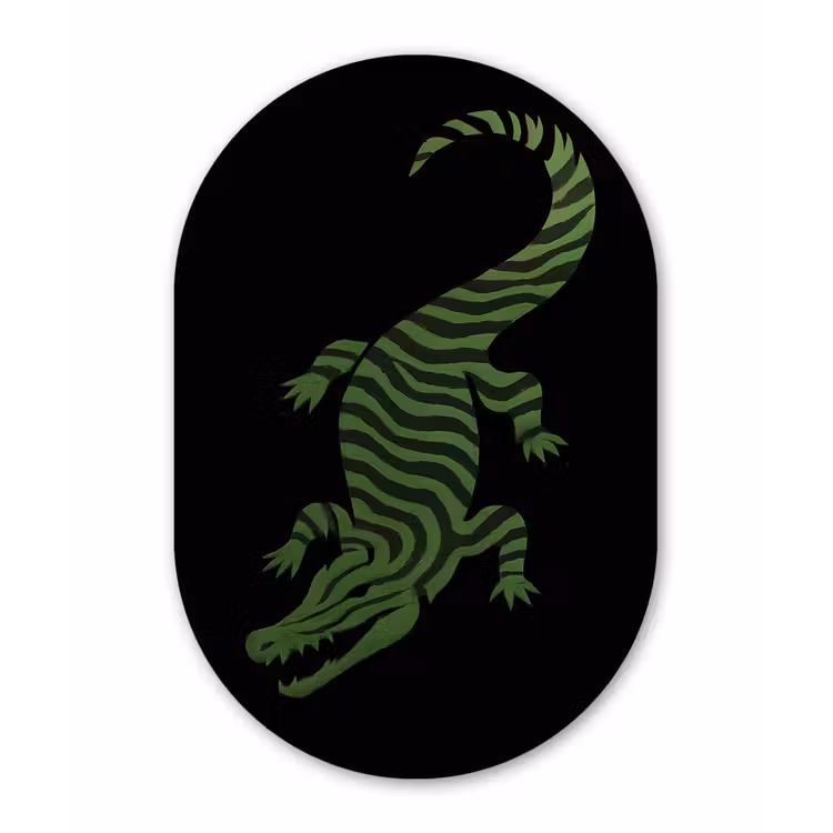 Krokodil - Groen - Tijgerachtig - Strepen Wandcirkel Ovaal Forex klein -3d